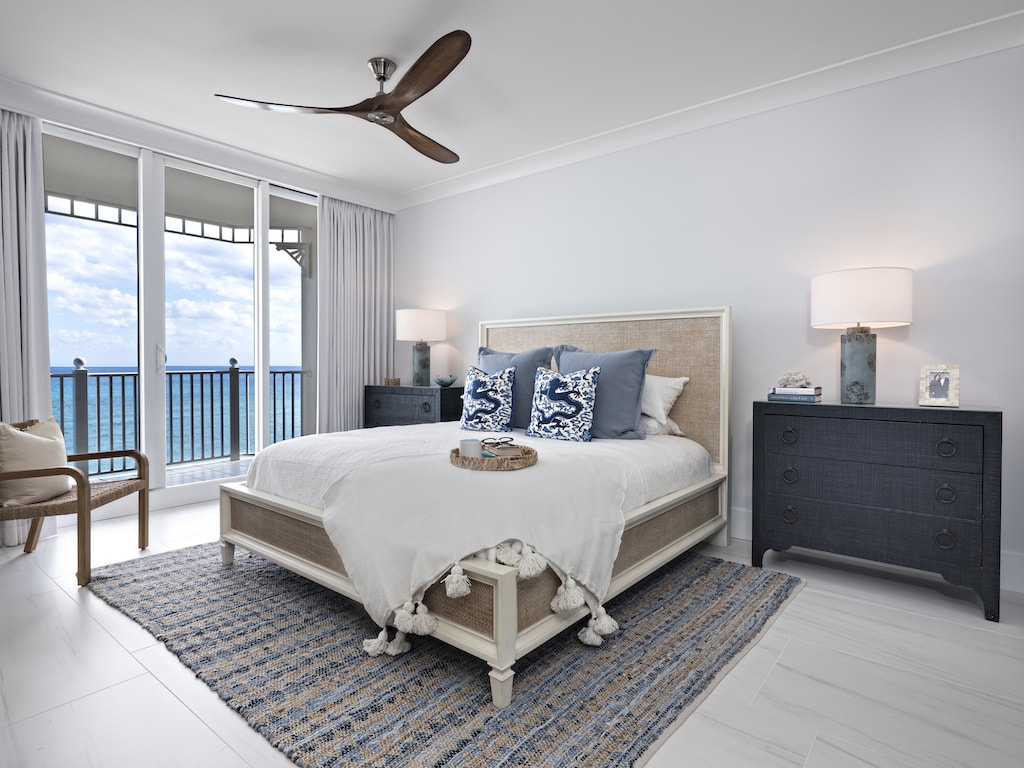 Jennifer Lynn Master Bedroom Coastal Decor White Linen Drpery Natural Jute Rug